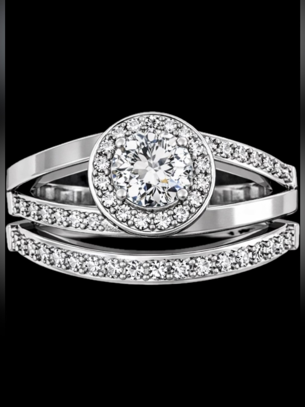 1ct Micro Pave Set Round Cut Cz Silver Engagement Wedding promise estate Ring